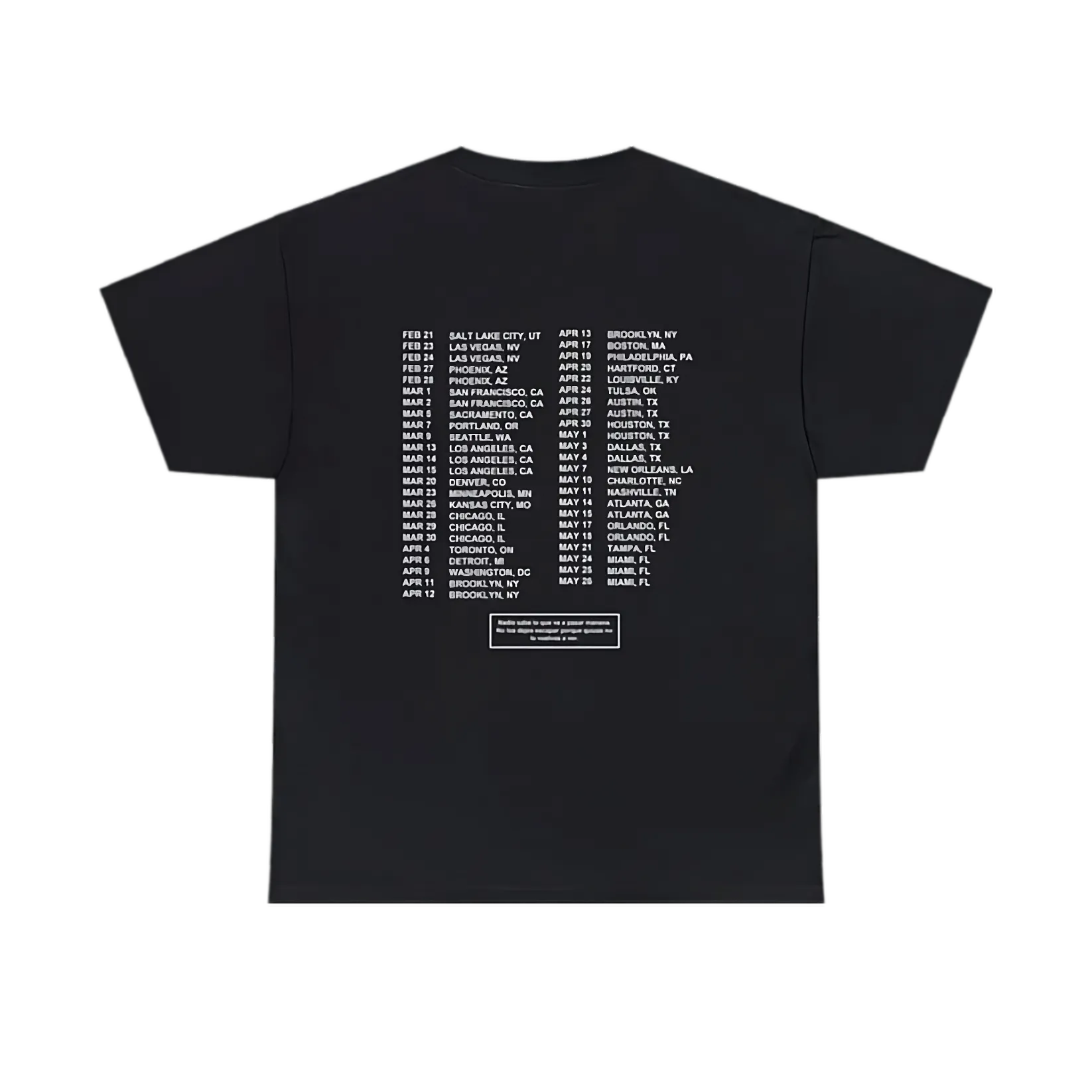 MOST WANTED TOUR - MOST WANTED TOUR DATES BLACK COTTON TEE