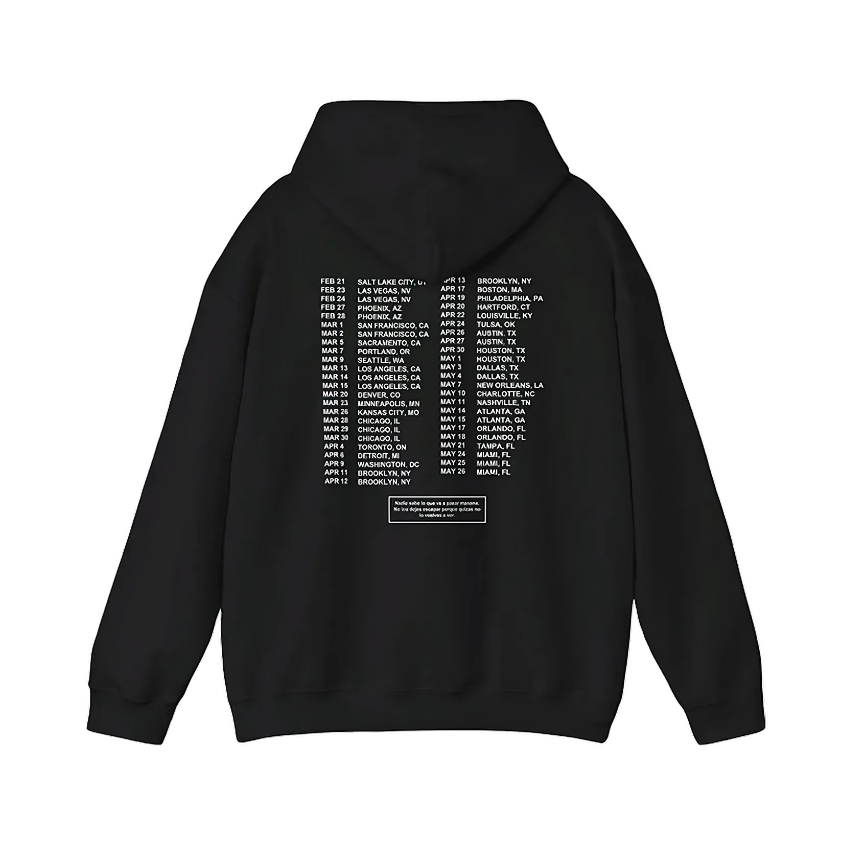 MOST WANTED TOUR - GRACIAS POR NADA TOUR DATES BLACK COTTON HOODIE