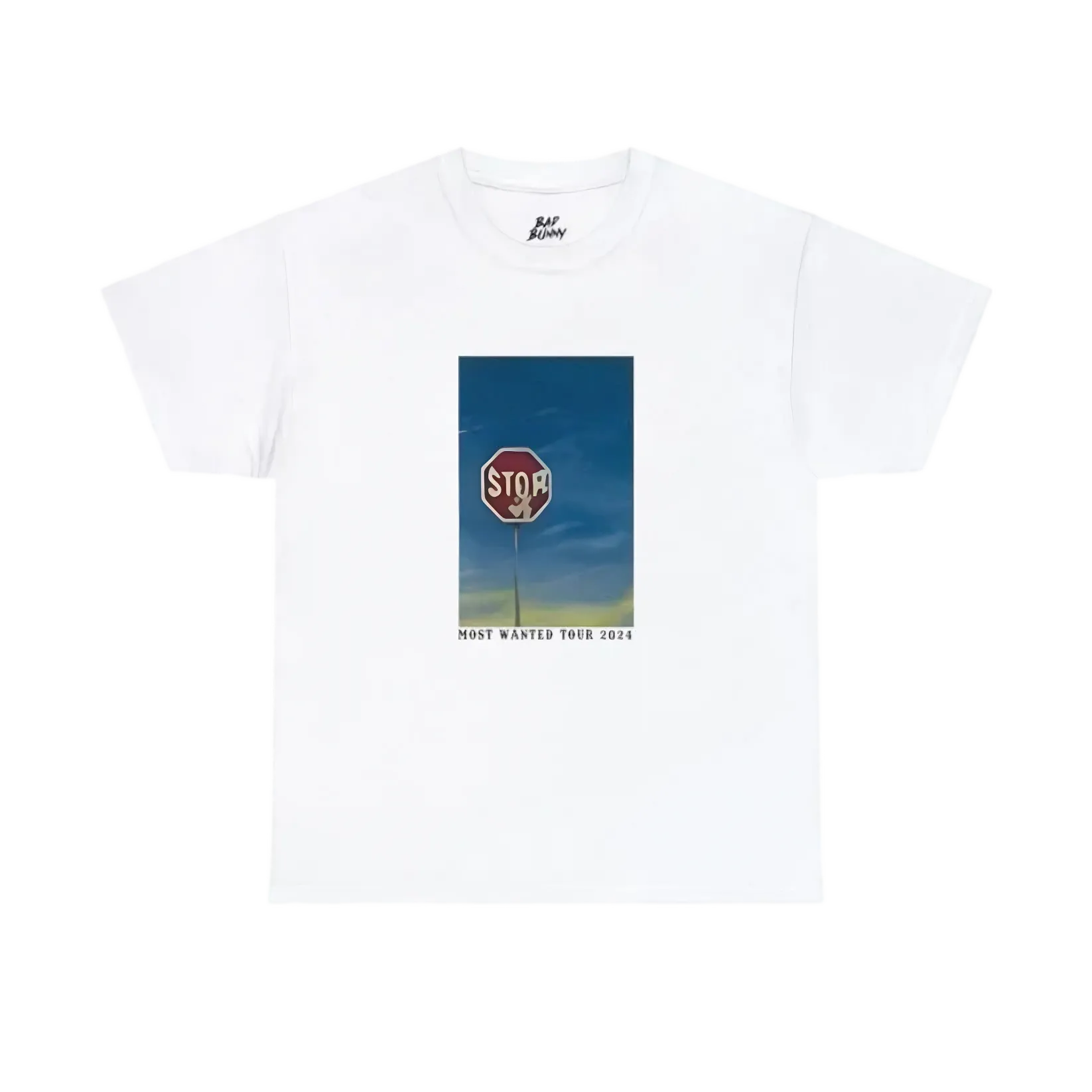 MOST WANTED TOUR - STOP SIGN TOUR DATES WHITE COTTON TEE