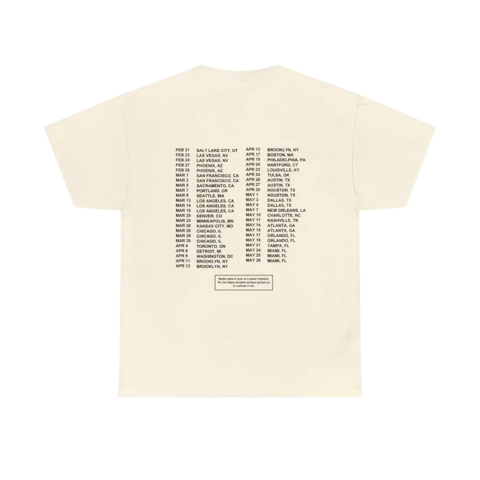 MOST WANTED TOUR - MOST WANTED TOUR DATES NATURAL COTTON TEE