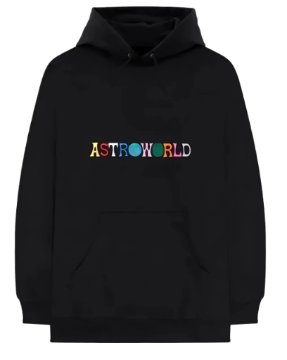 ASTROWORLD EMBROIDERED LOGO HOODIE BLACK