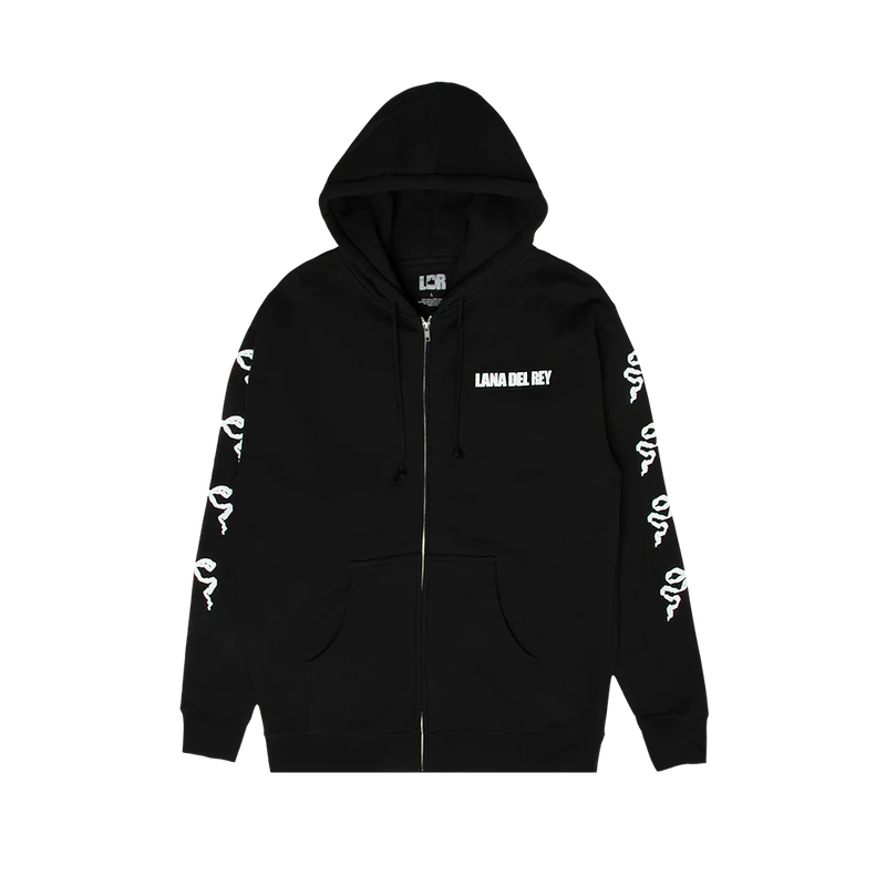 Black Zip-Up Hoodie With Ribbon Sleeves