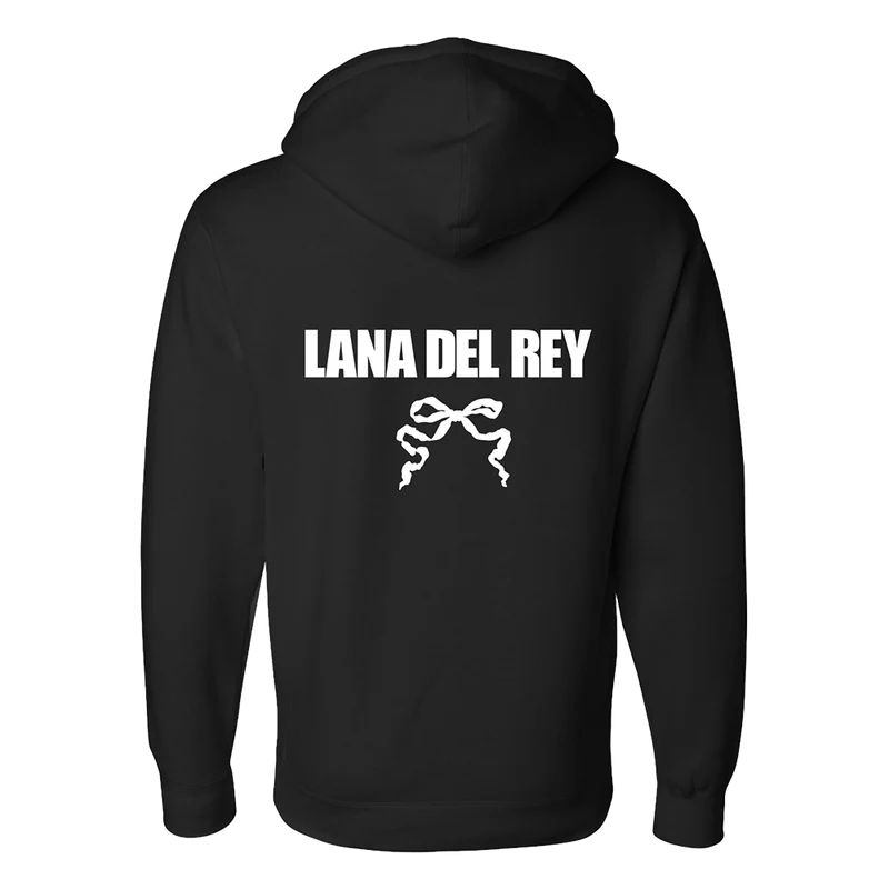 Black Hoodie With Ribbon Print