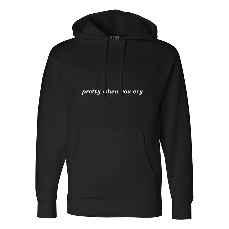 Black Hoodie With Ribbon Print