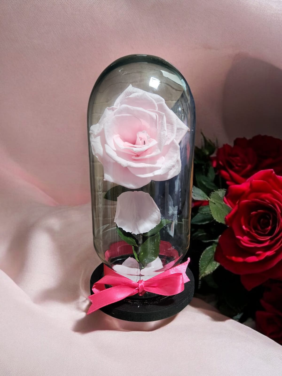 Flor eterna natural rosa pastel