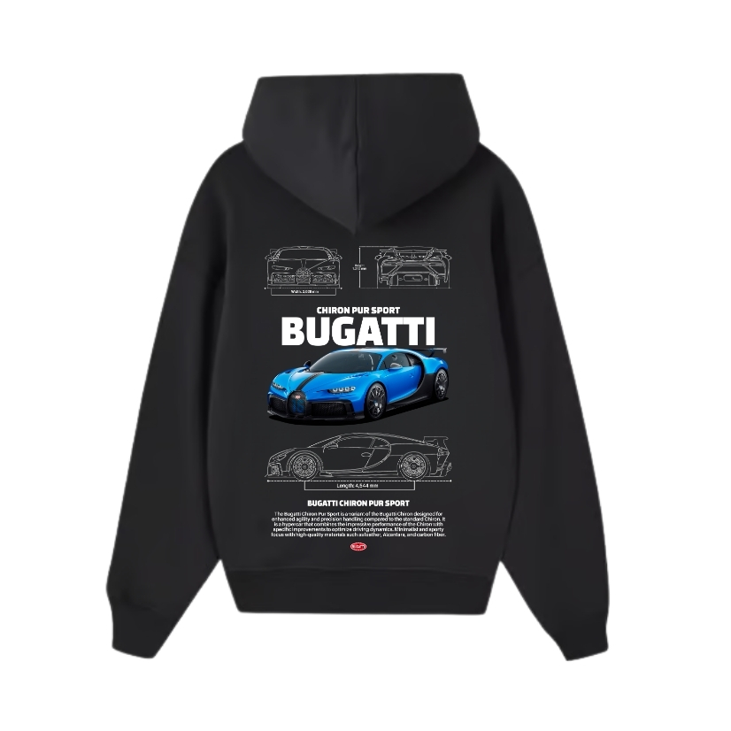 Bugatti Chiron Pur Sport Black Hoodie