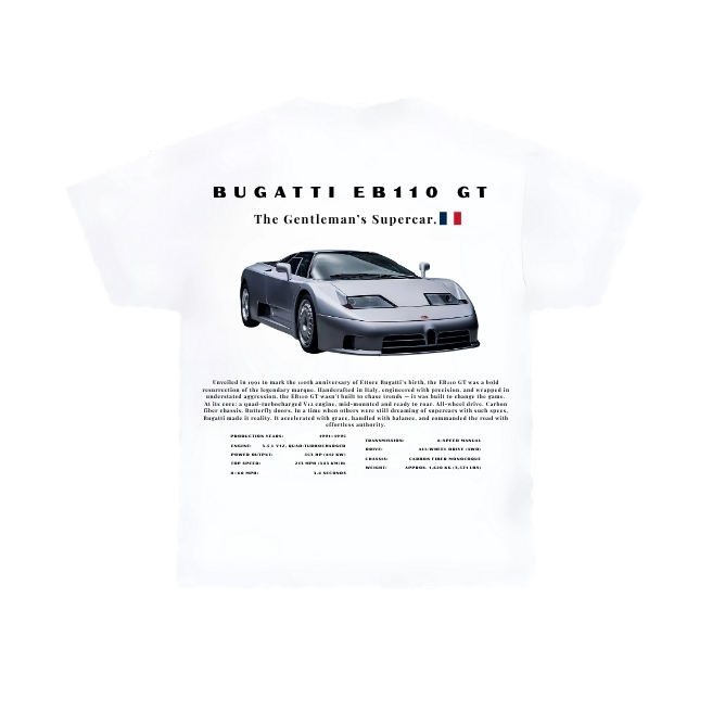 Bugatti EB 110 GT White Tshirt