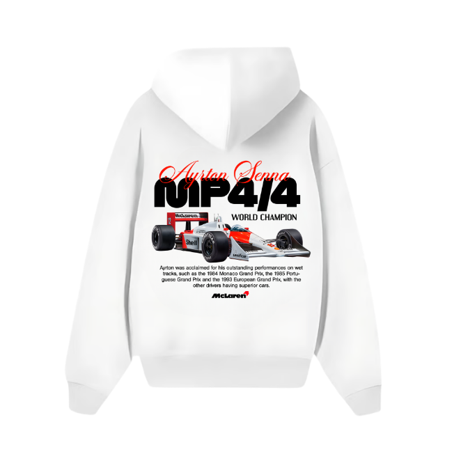 Ayrton Senna White Hoodie MP4/4