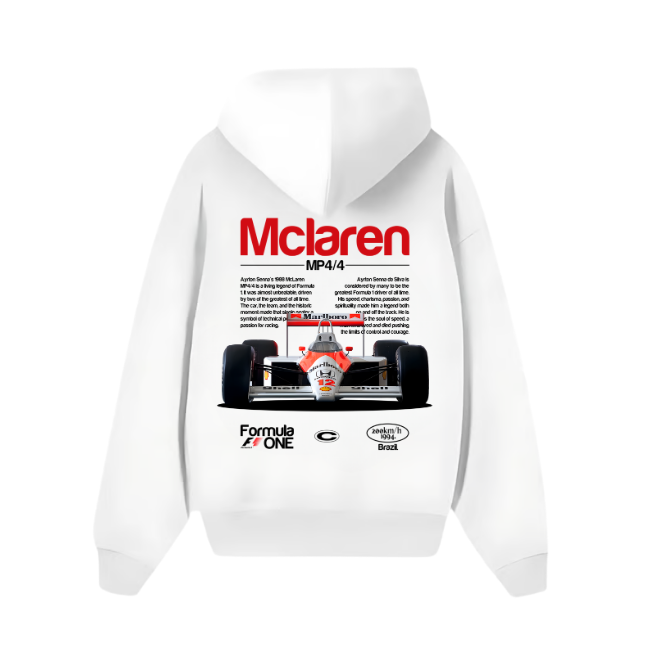 Ayrton Senna F1 Mclaren White Hoodie