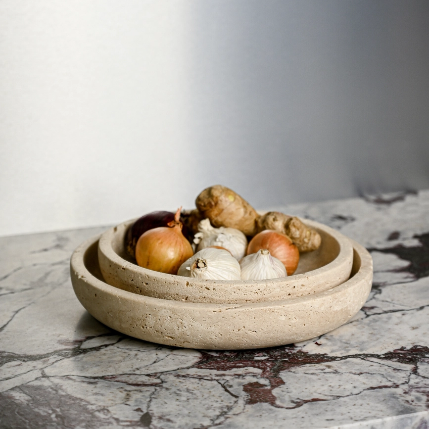 Travertine bowl 'Luna' M