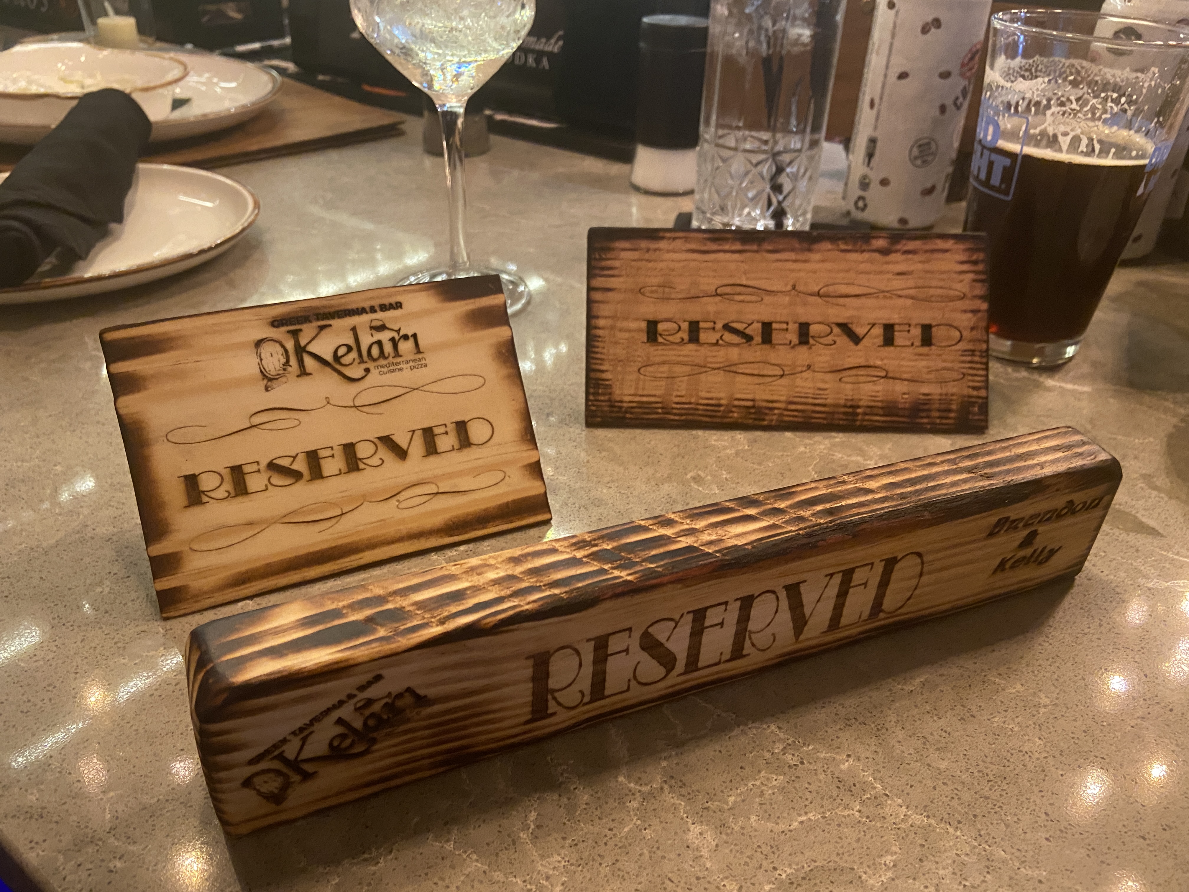 Lazer Engraved Reserved or Table Top Sign