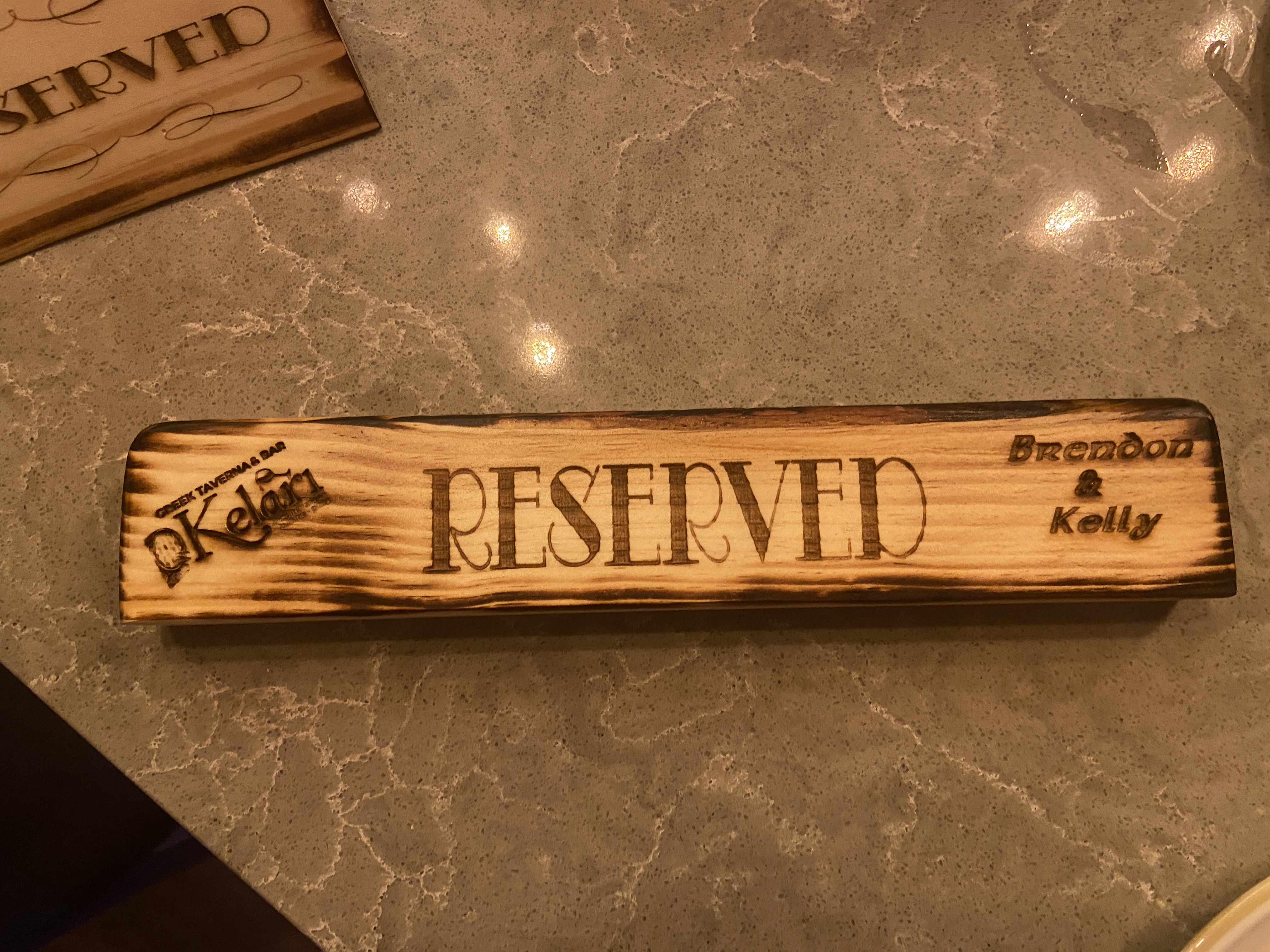 Lazer Engraved Reserved or Table Top Sign