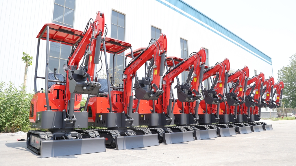 TYPHON TERROR ONE STORM Mini Excavator – 1 Ton Trench Digger with Canopy, Hydraulic Thumb Clip, Hydraulic Oil Cooler, 13.5hp B&S Engine USA