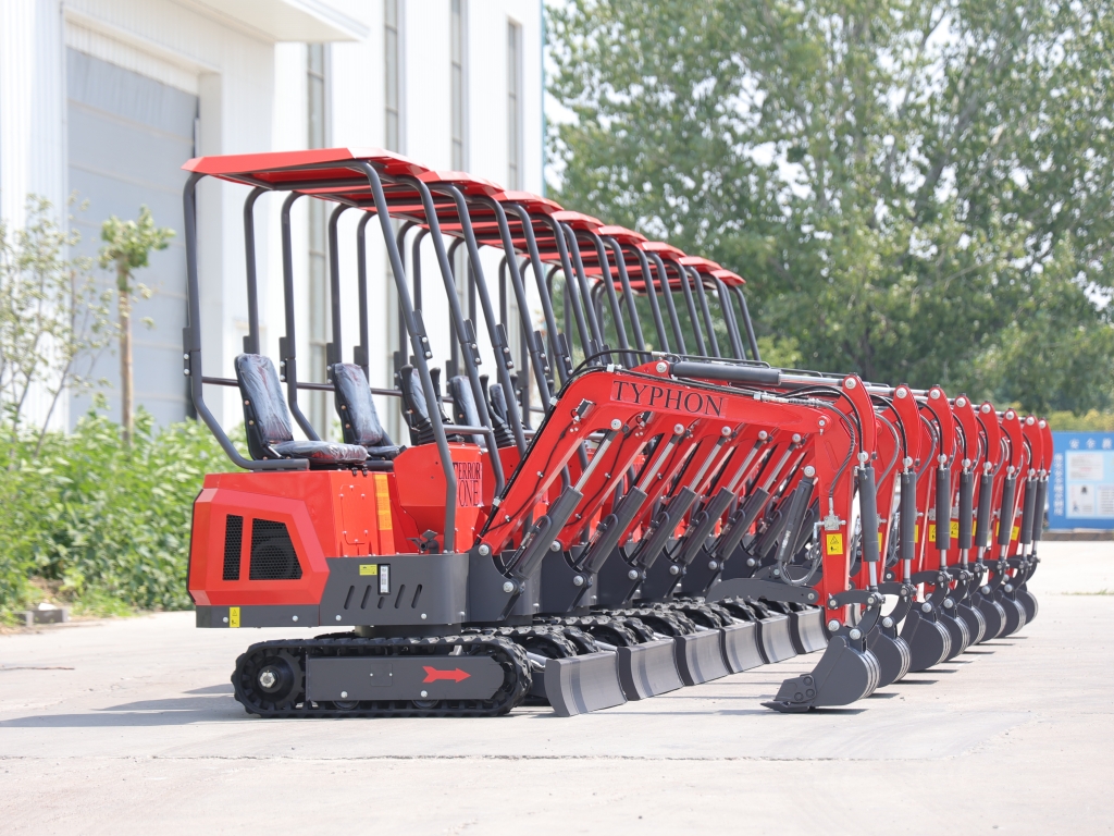 TYPHON TERROR ONE STORM Mini Excavator – 1 Ton Trench Digger with Canopy, Hydraulic Thumb Clip, Hydraulic Oil Cooler, 13.5hp B&S Engine USA