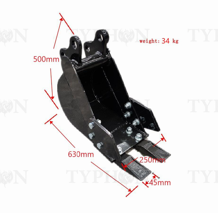 2-3.5 Ton Excavator 250mm Narrow Bucket – 9.8 Inch Trenching Attachment for Precision Digging