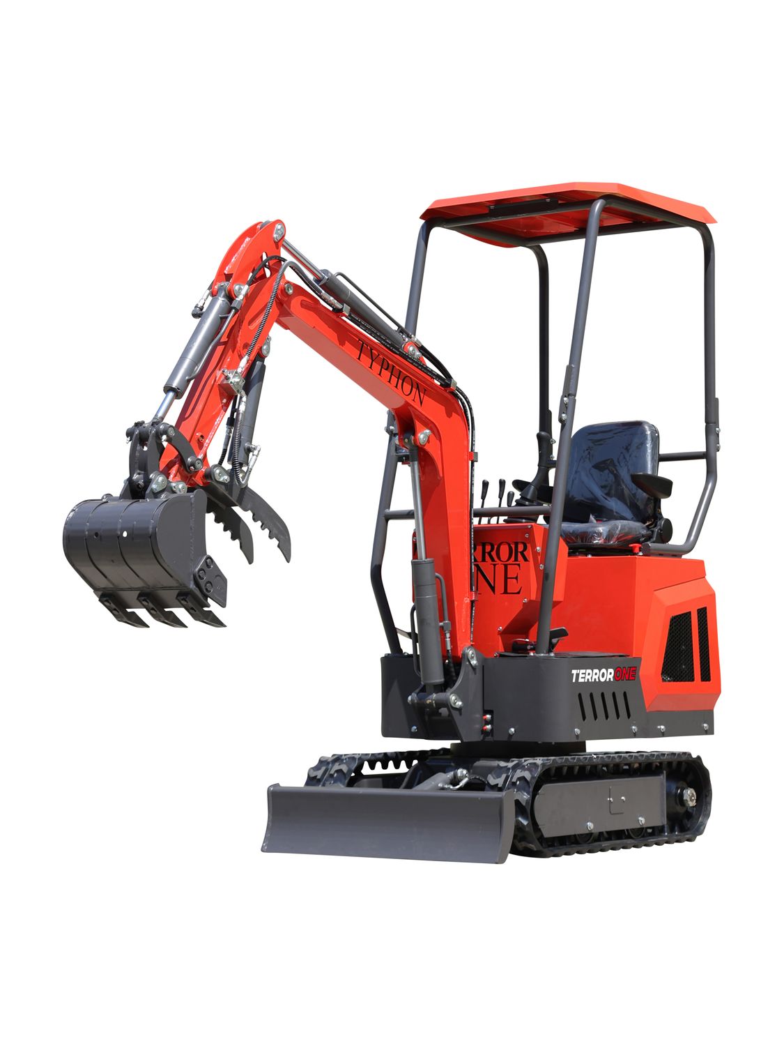 TYPHON TERROR ONE STORM 1 Ton Mini Excavator with Canopy, Hydraulic Thumb, Oil Cooler, 13.5hp USA