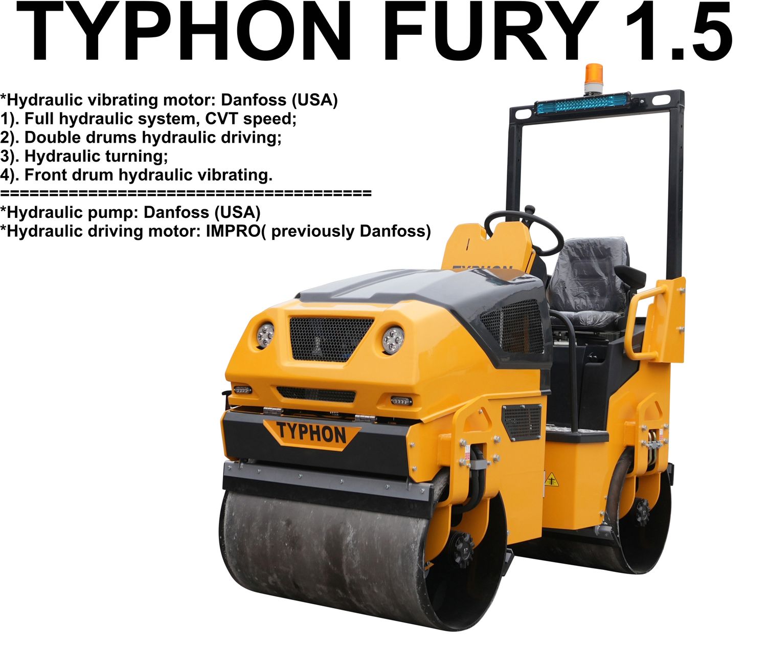 TYPHON FURY 1.5 Ton Vibratory Compactor – High-Performance Asphalt Roller USA