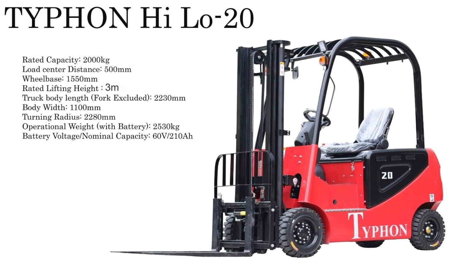 2024 TYPHON 2 Ton Electric Forklift – Powerful Lift Truck for USA Warehouses