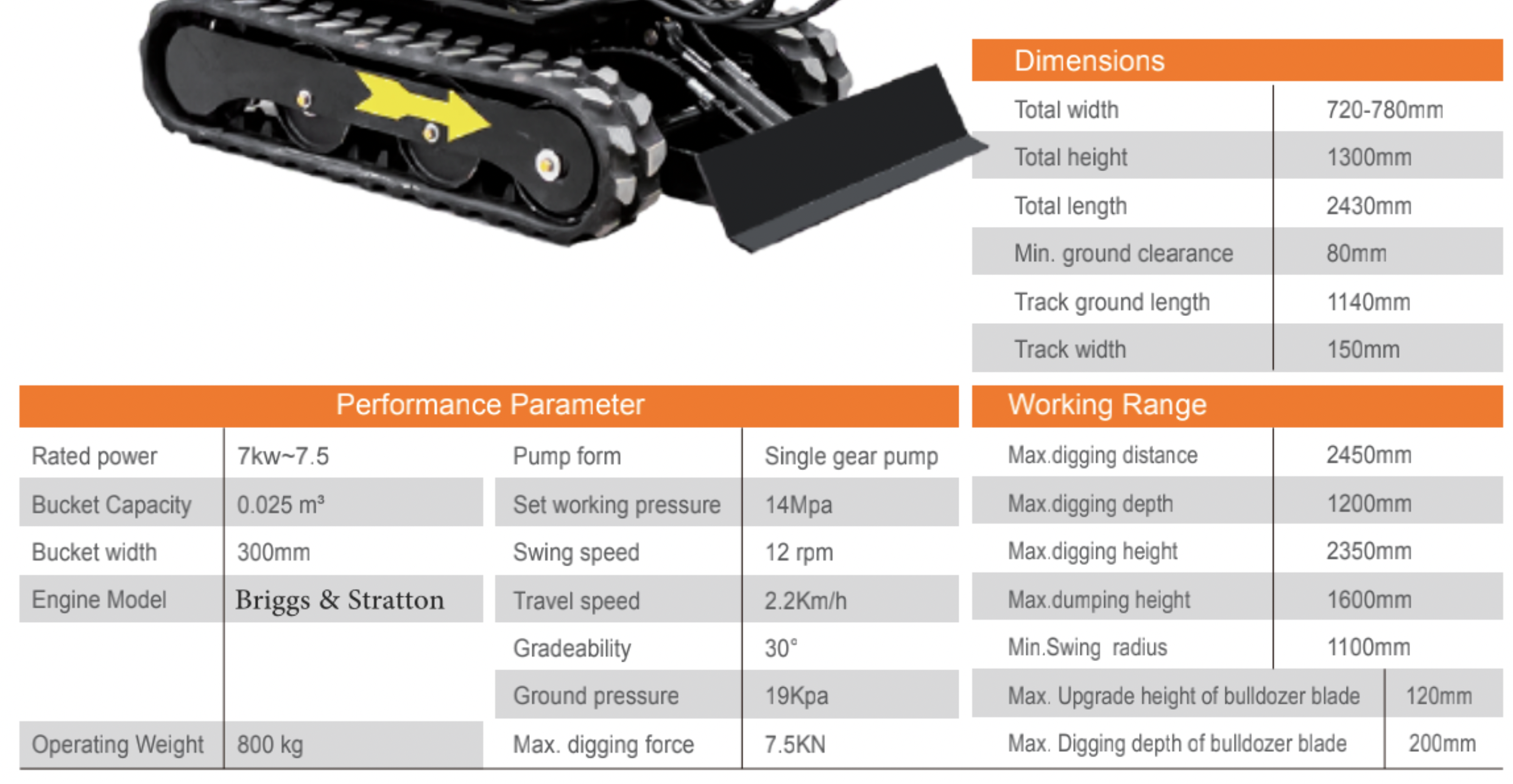 TYPHON TERROR On Tracks VIII 800kg Mini Excavator – Compact Power for Small Projects USA