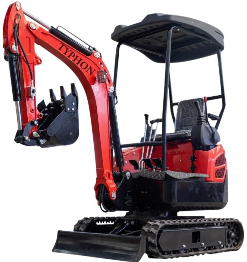 New 4,000 lb TYPHON Lux Mini Excavator – Kubota Diesel Engine, Rubber Track