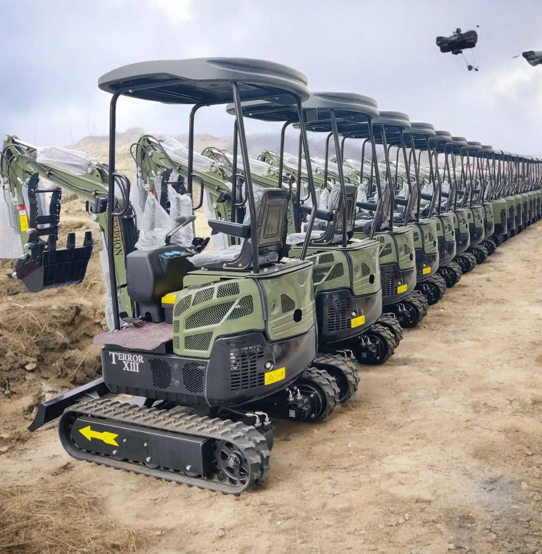 TYPHON TERROR XIII Mini Excavator – 1.3 Ton Trench Digger with Canopy, Hydraulic Thumb Clip, 13.5hp B&S Engine USA