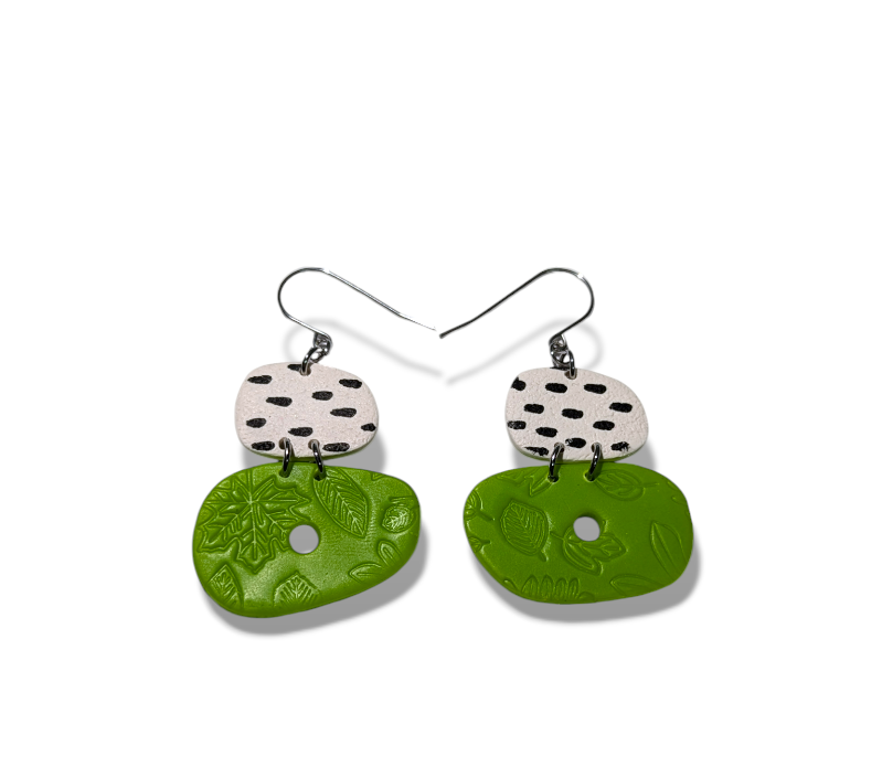neon geos - green with black & white dashes