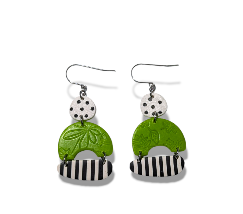 neon geos - green with black & white spots and stripes