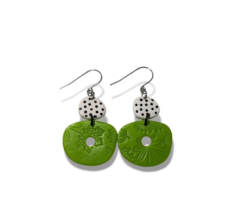 neon geos - green with black & white spots