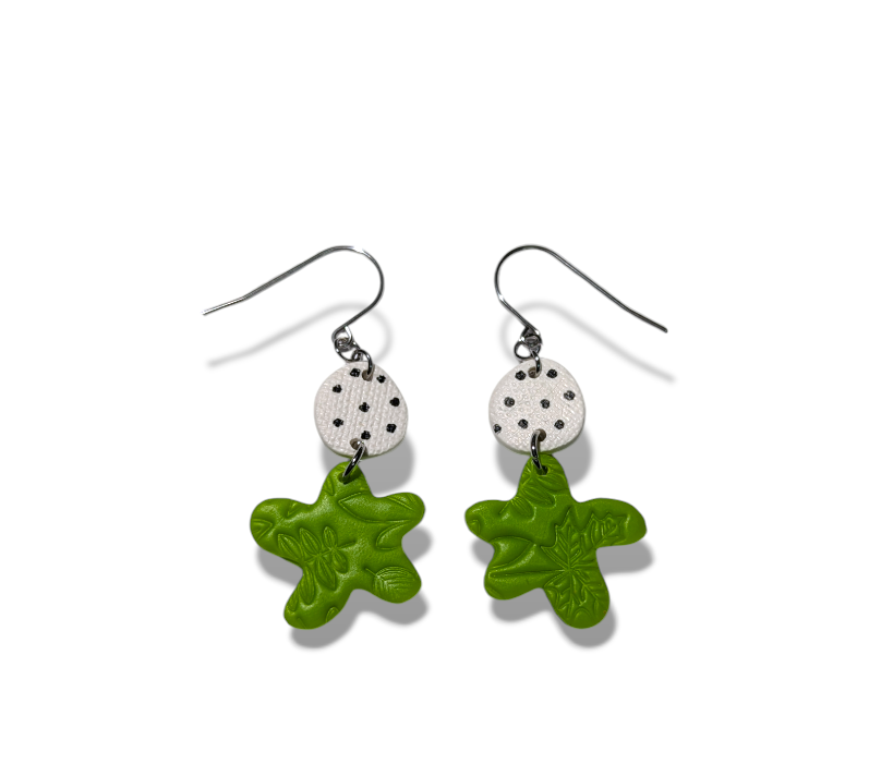 neon geos - green flowers with black & white spots