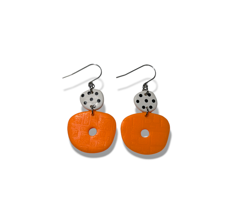 neon geos - orange with black & white spots