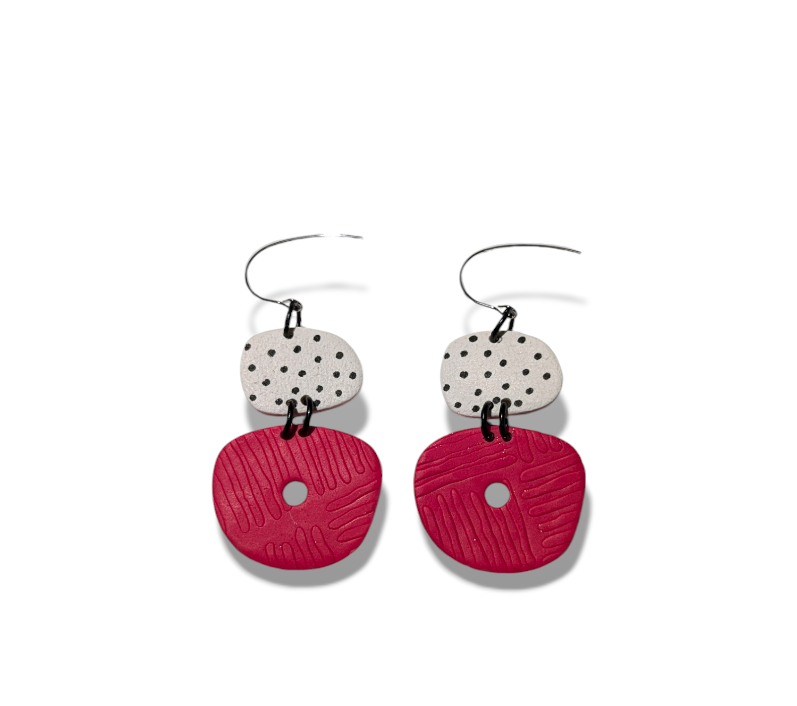 neon geos - pink with black & white spots