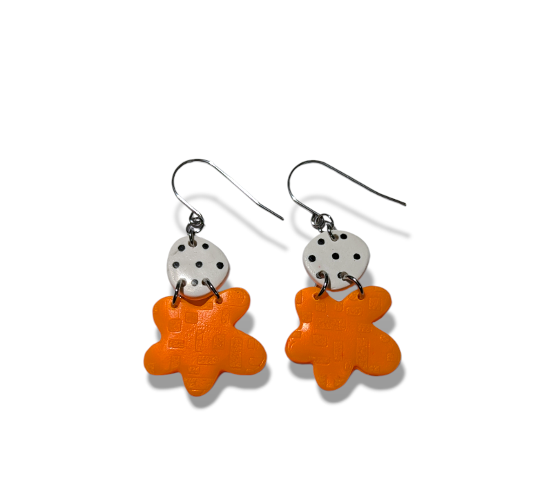 neon geos - orange flowers with black & white spots