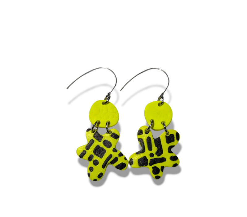 neon geos - yellow & black squares pattern