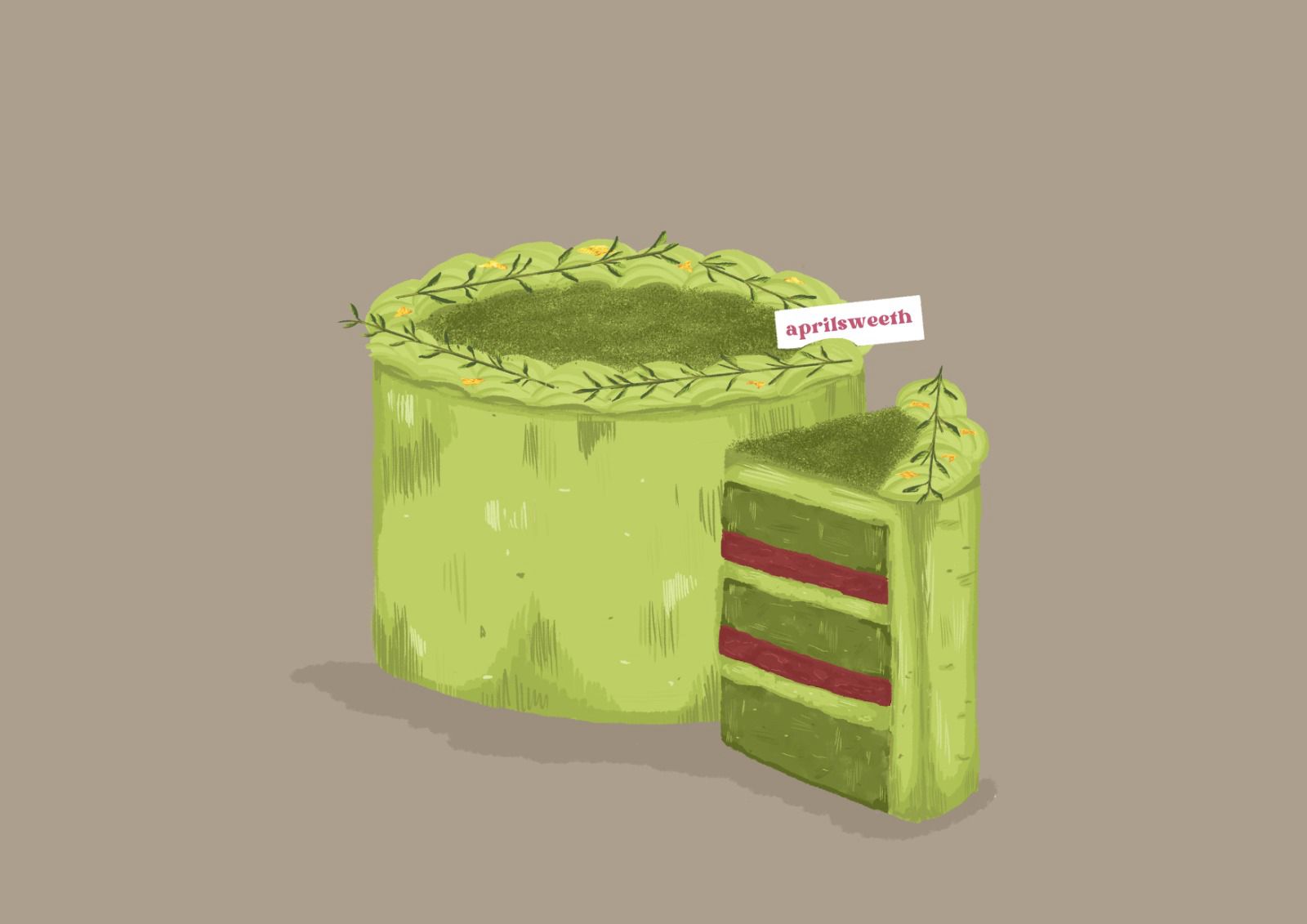 Matcha Red Bean Cake