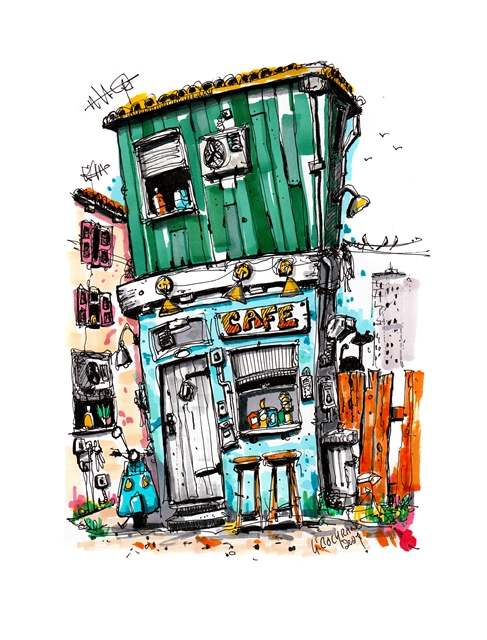 Colorful Café Art Print