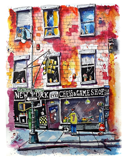 New York Chess & Game Shop Painting