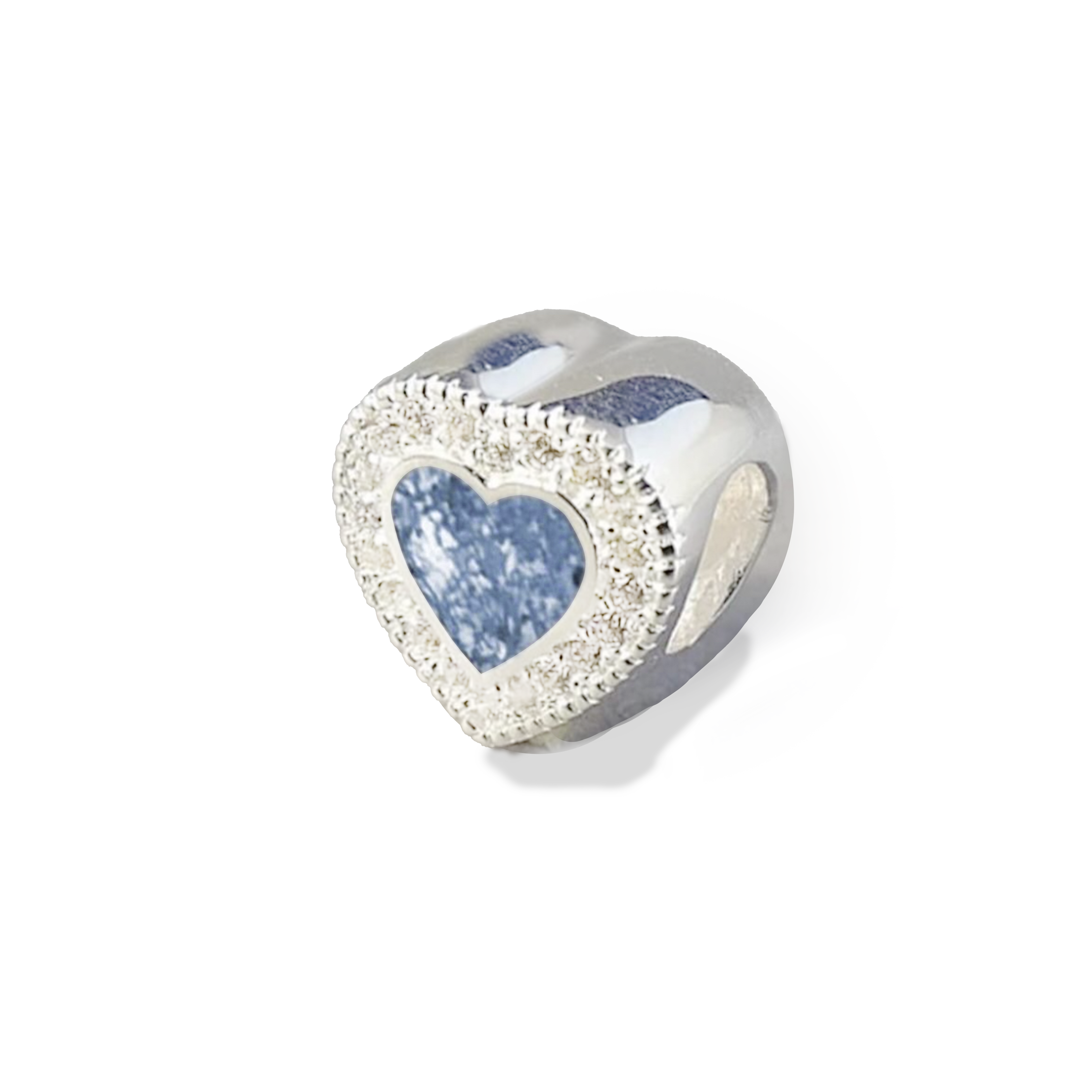 Sterling Silver Heart Charm with Fine Crystals – Compatible with Pandora-Style Bracelets