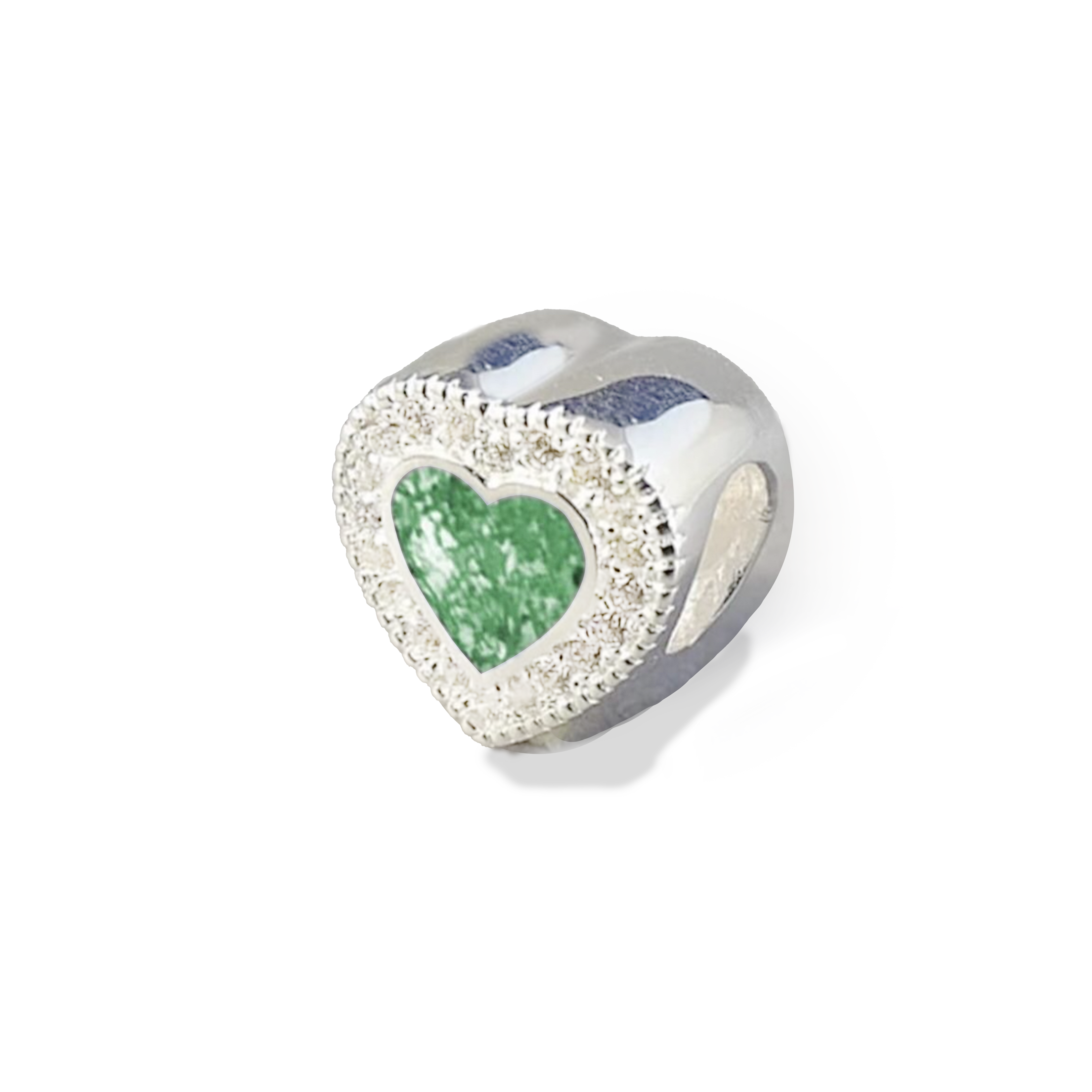 Sterling Silver Heart Charm with Fine Crystals – Compatible with Pandora-Style Bracelets