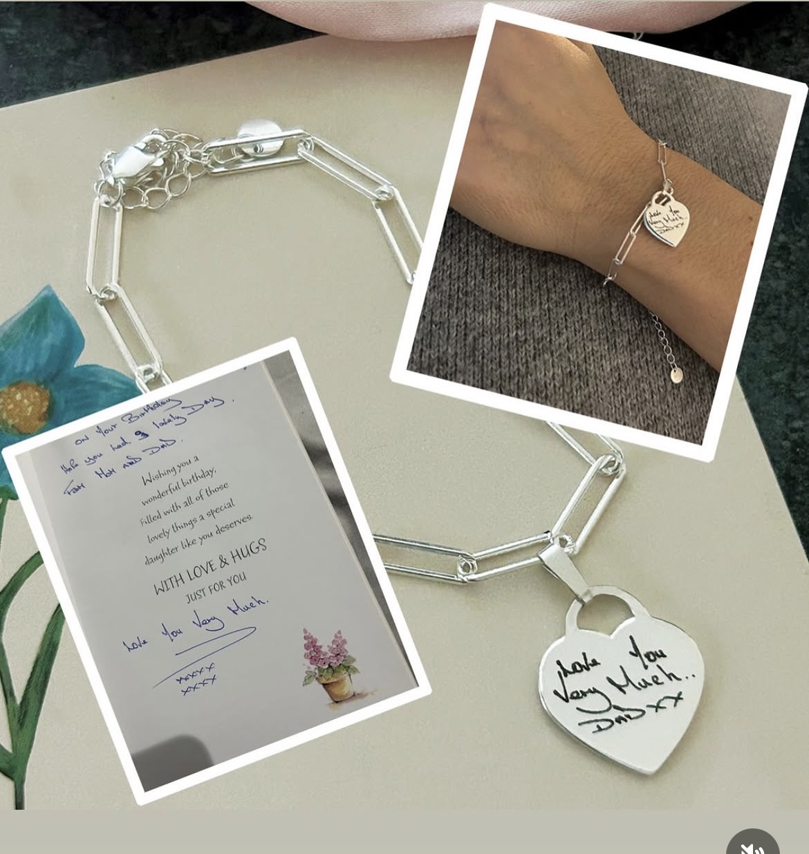 Sterling Silver Memorial Heart Shaped Pendant - suitable for engraved handwriting or fingerprint