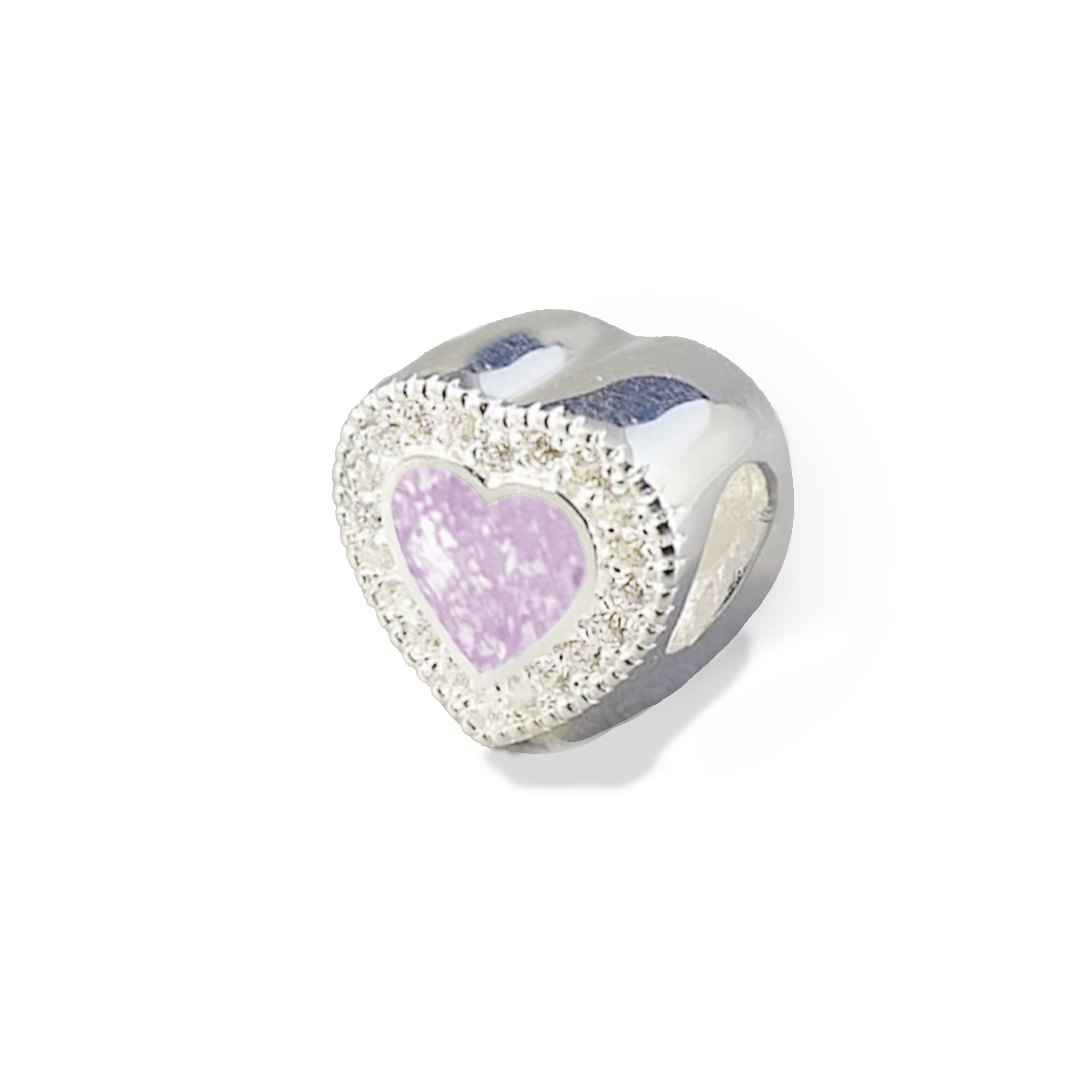 Sterling Silver Heart Charm with Fine Crystals – Compatible with Pandora-Style Bracelets