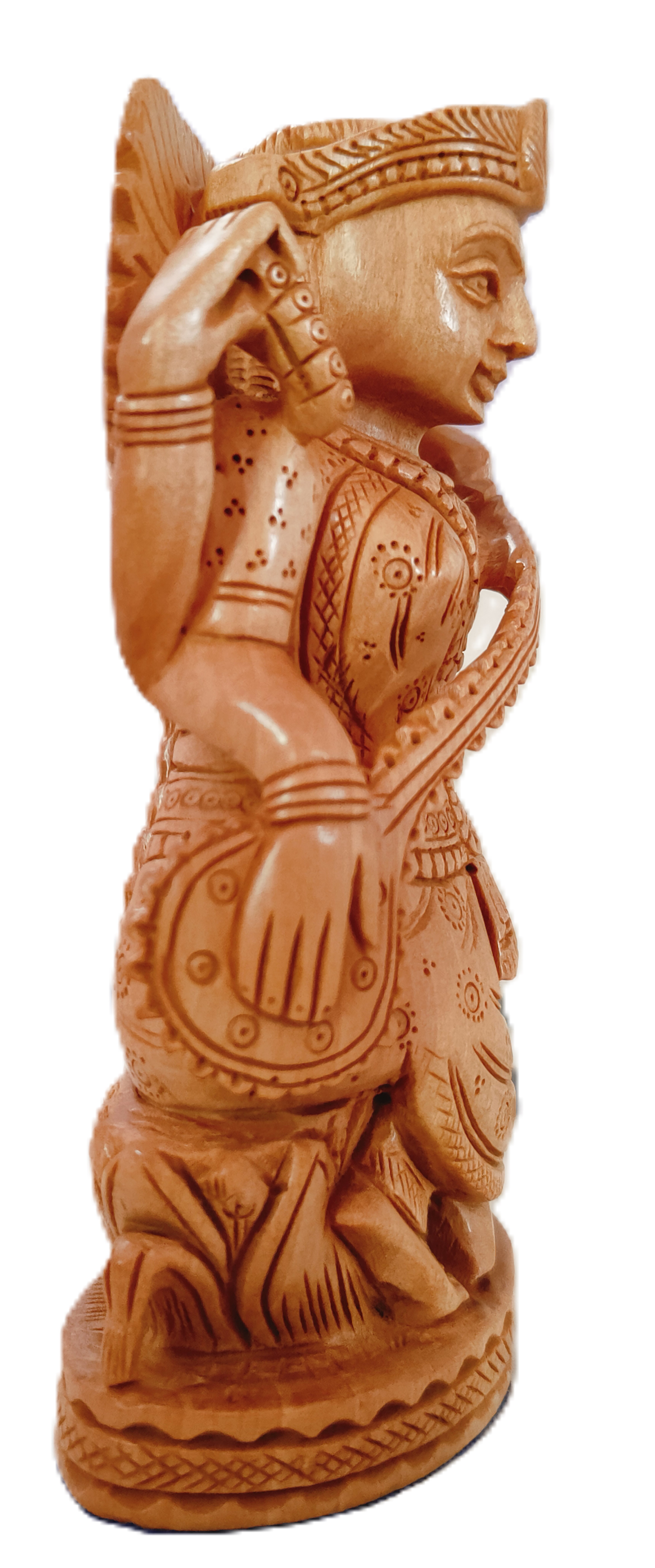 Natural kadamwood Saraswati Idol Showpiece Statute, for House Warming and Home Decor 