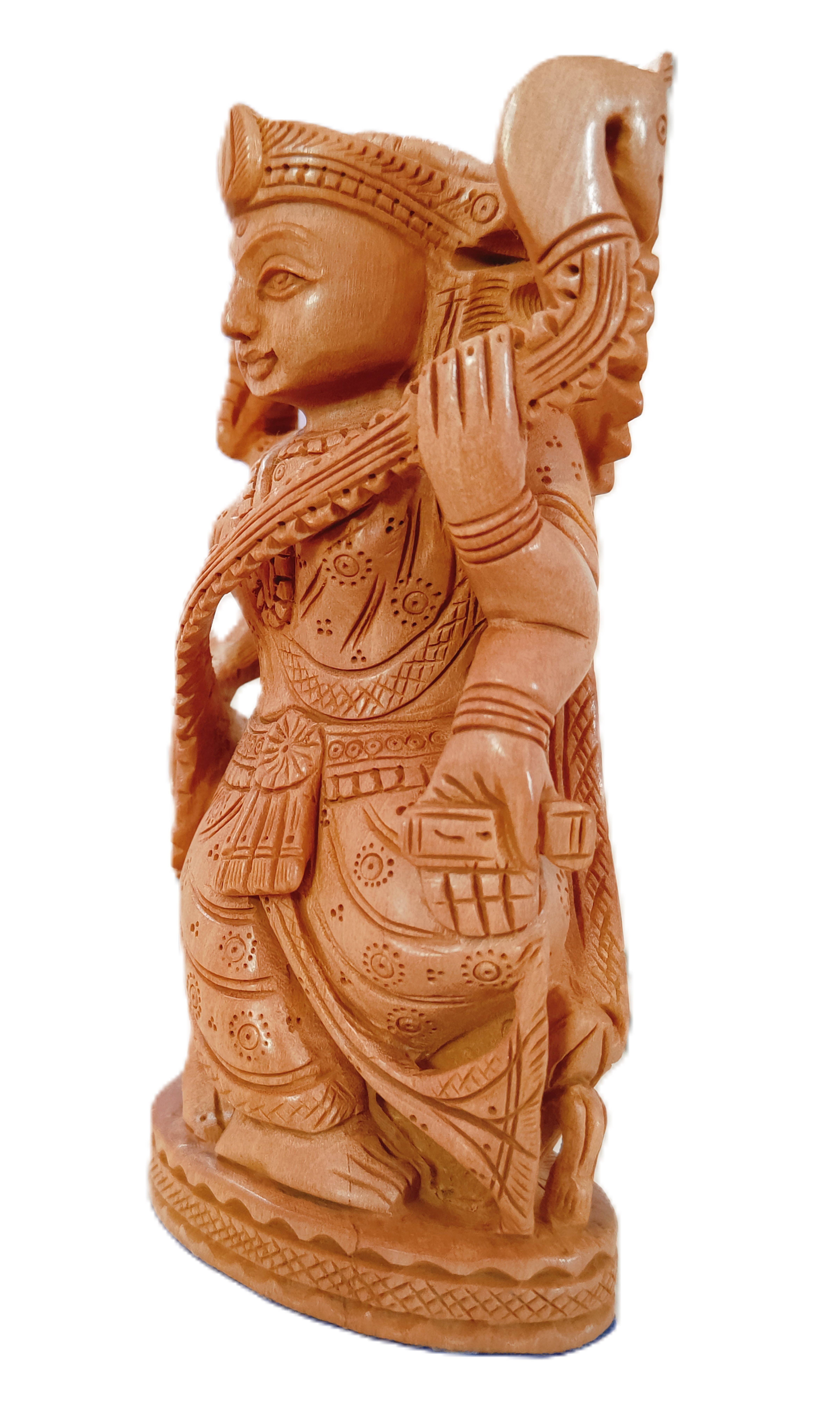 Natural kadamwood Saraswati Idol Showpiece Statute, for House Warming and Home Decor 