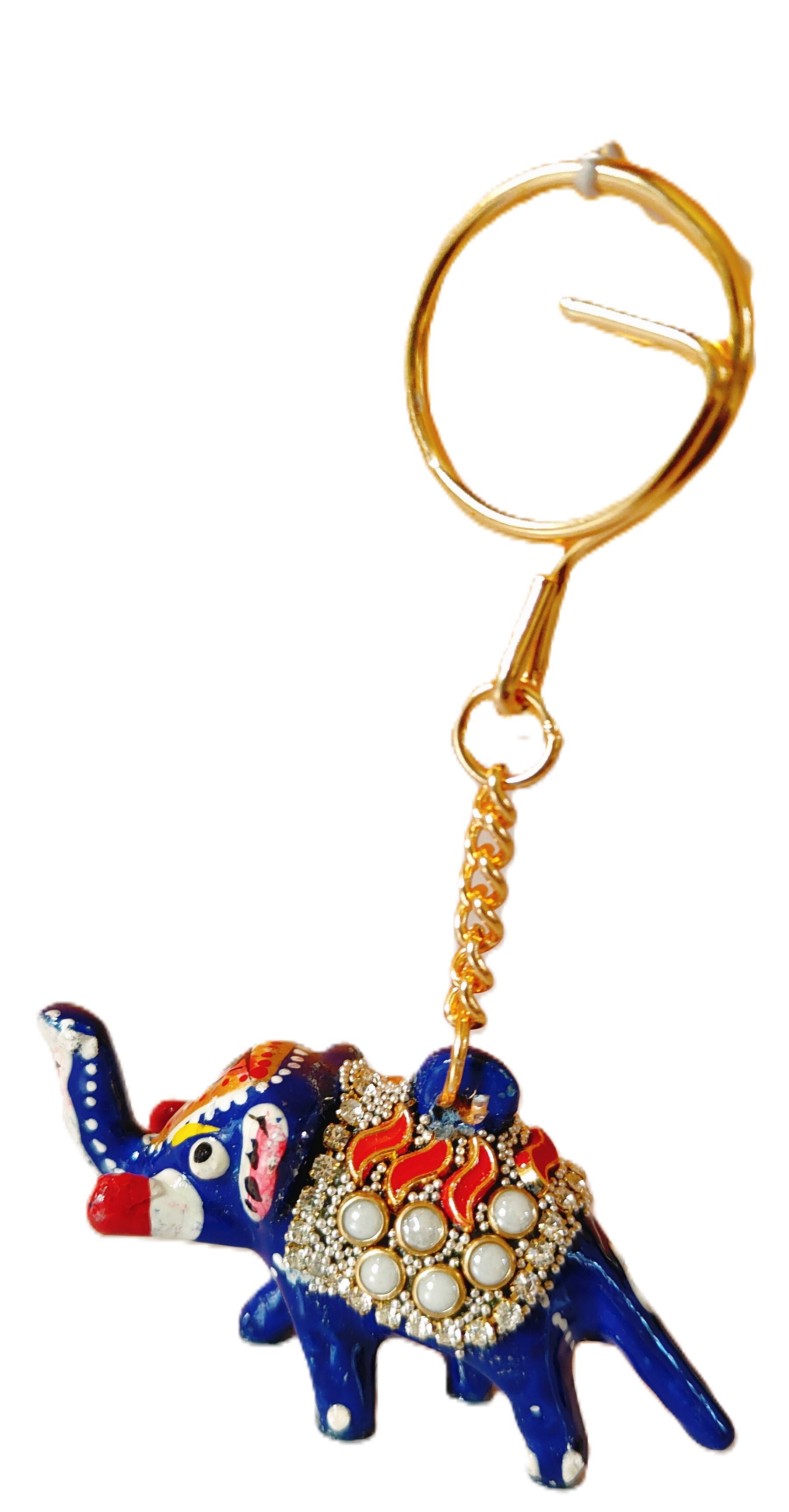 Metal Elephant Hand Painted Keychain Gift, Elephant Decorative Trinket for Birthdays, Anniversaries, Housewarmings