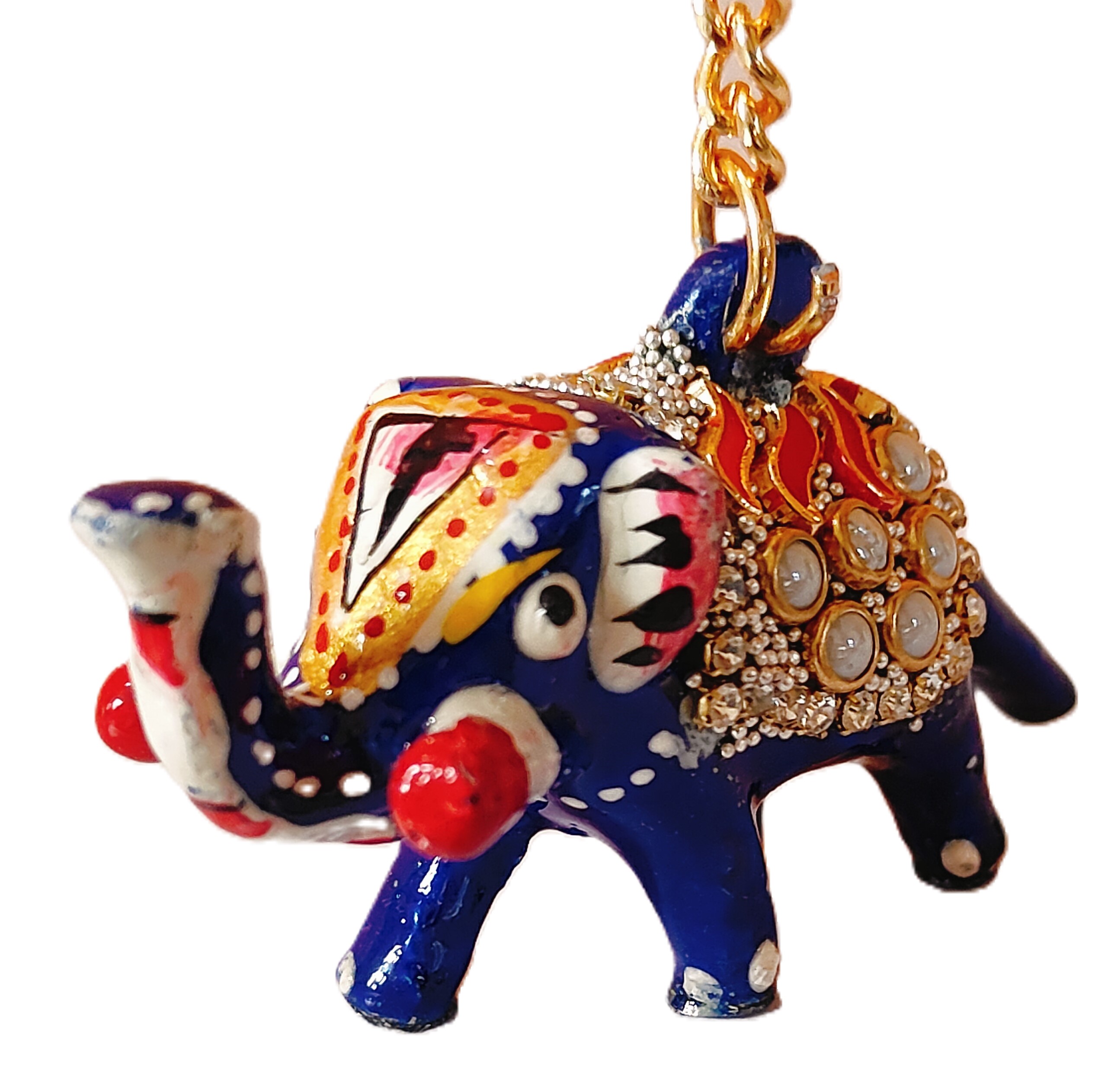 Metal Elephant Hand Painted Keychain Gift, Elephant Decorative Trinket for Birthdays, Anniversaries, Housewarmings