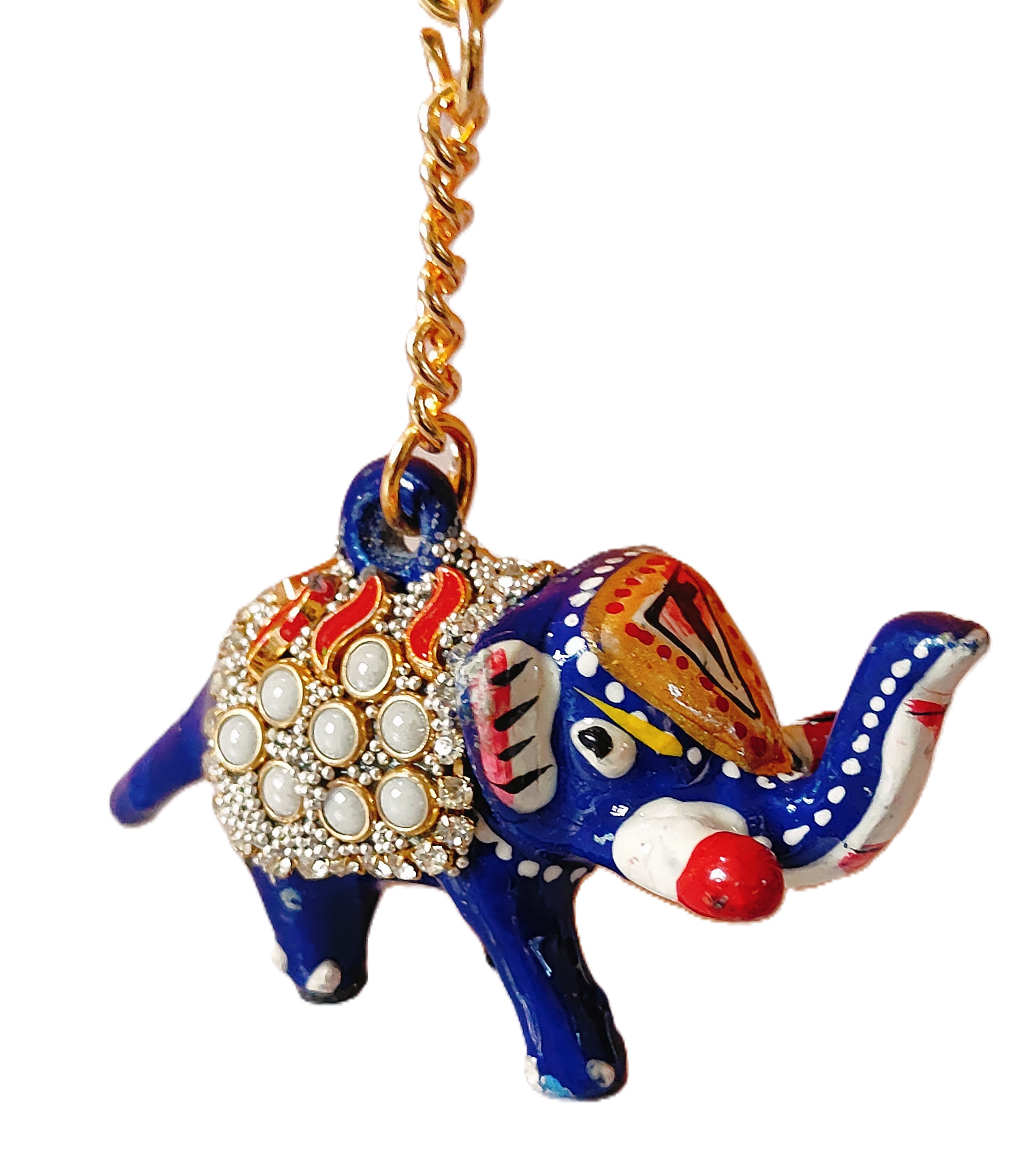 Metal Elephant Hand Painted Keychain Gift, Elephant Decorative Trinket for Birthdays, Anniversaries, Housewarmings