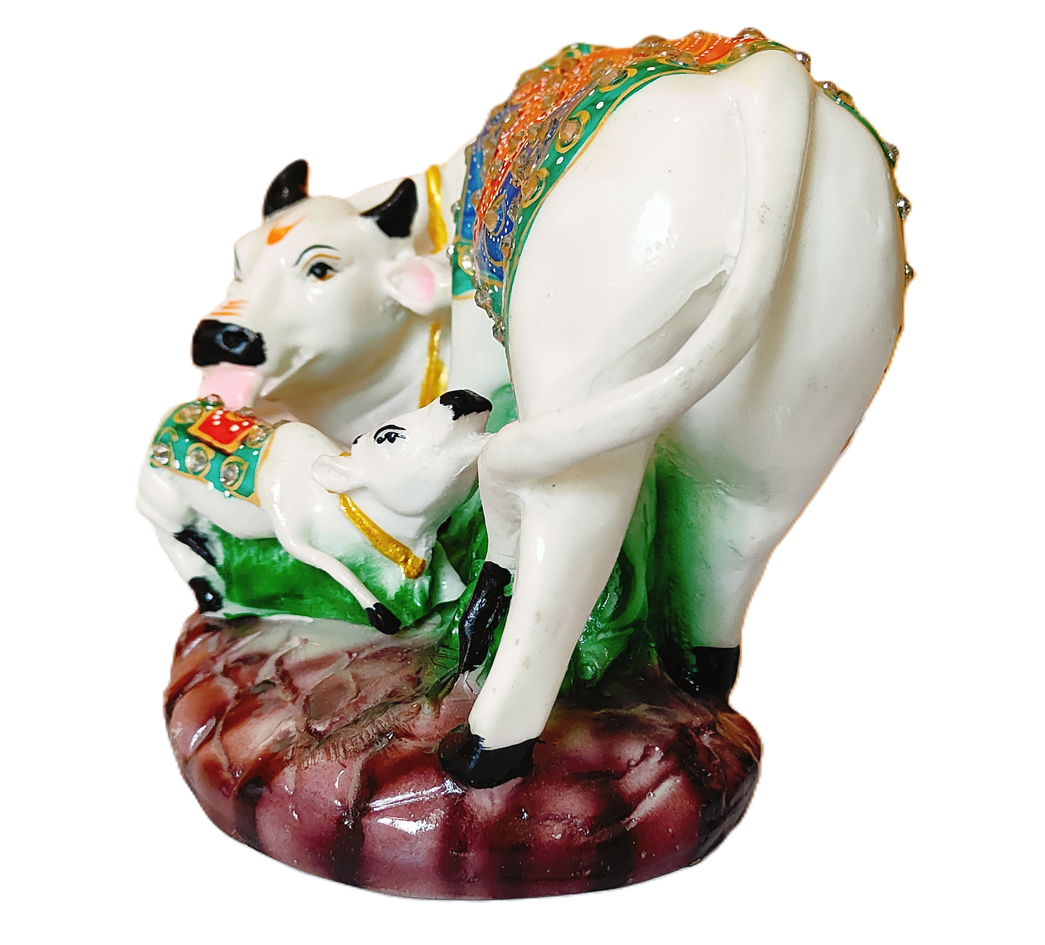 Decorative Cow Statue, 5 Inches Tall, Polyresin Material, White
