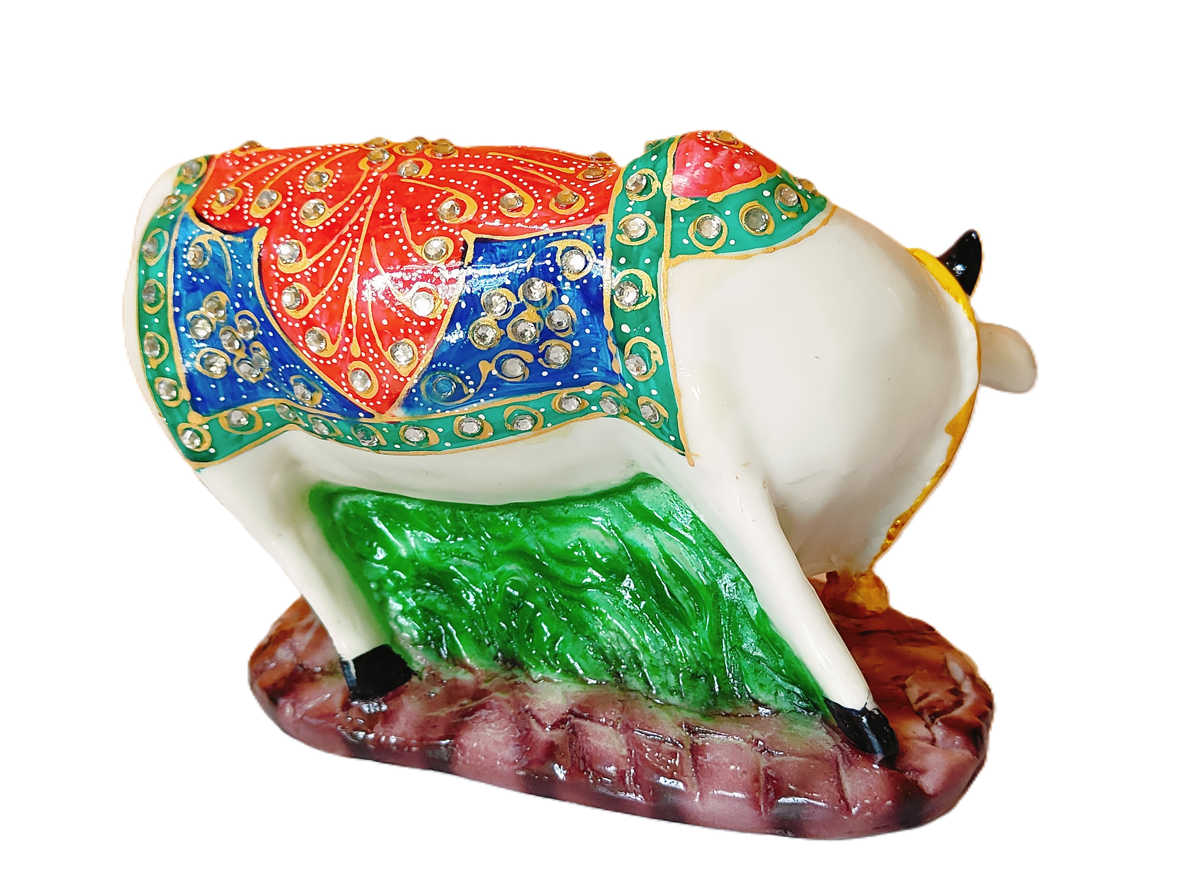Decorative Cow Statue, 5 Inches Tall, Polyresin Material, White