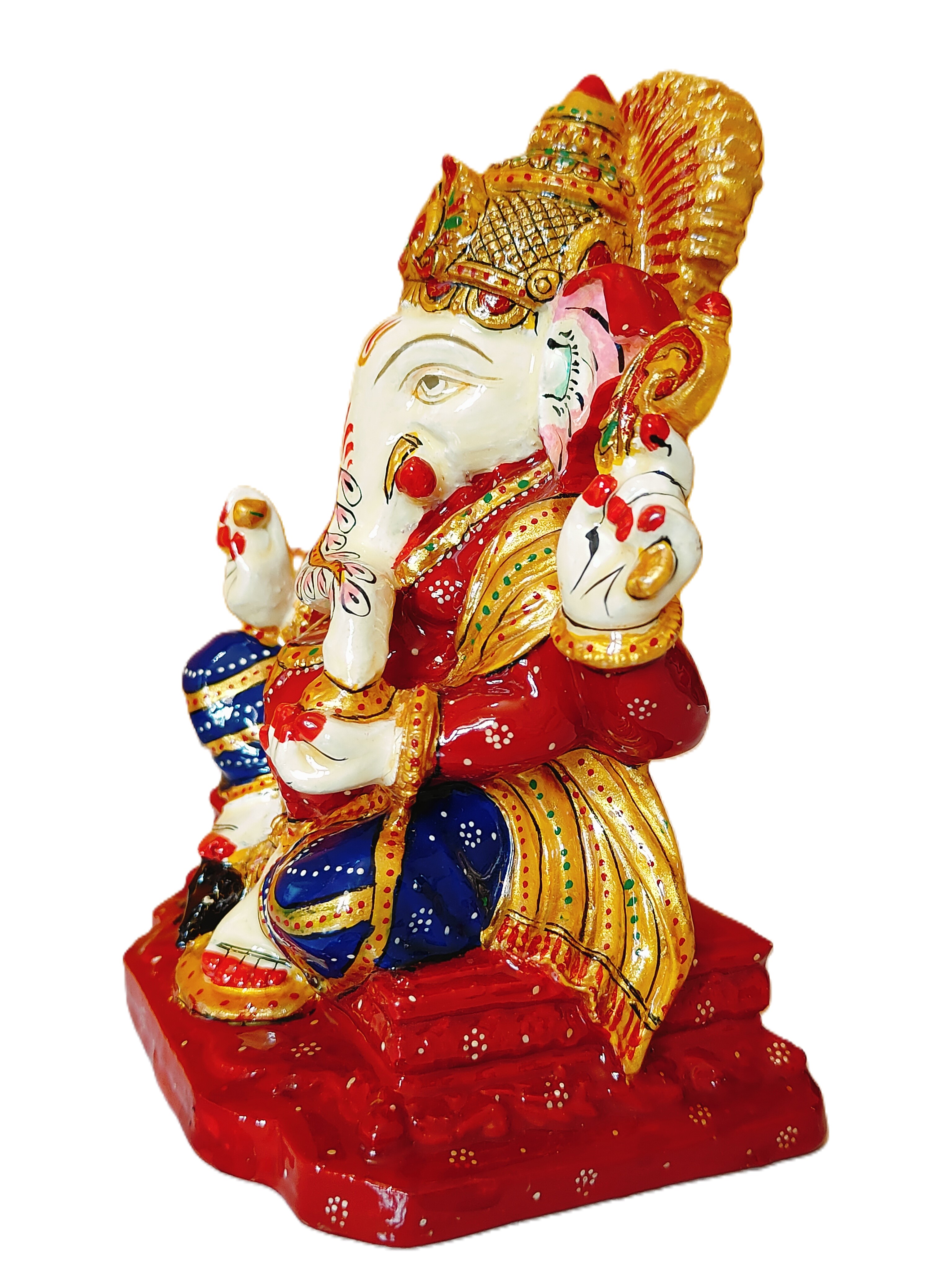 Ganesh Handpainted polyresin Statue for Home or Office Decor, Large Hindu Religious Figurine (6 inch Tall)