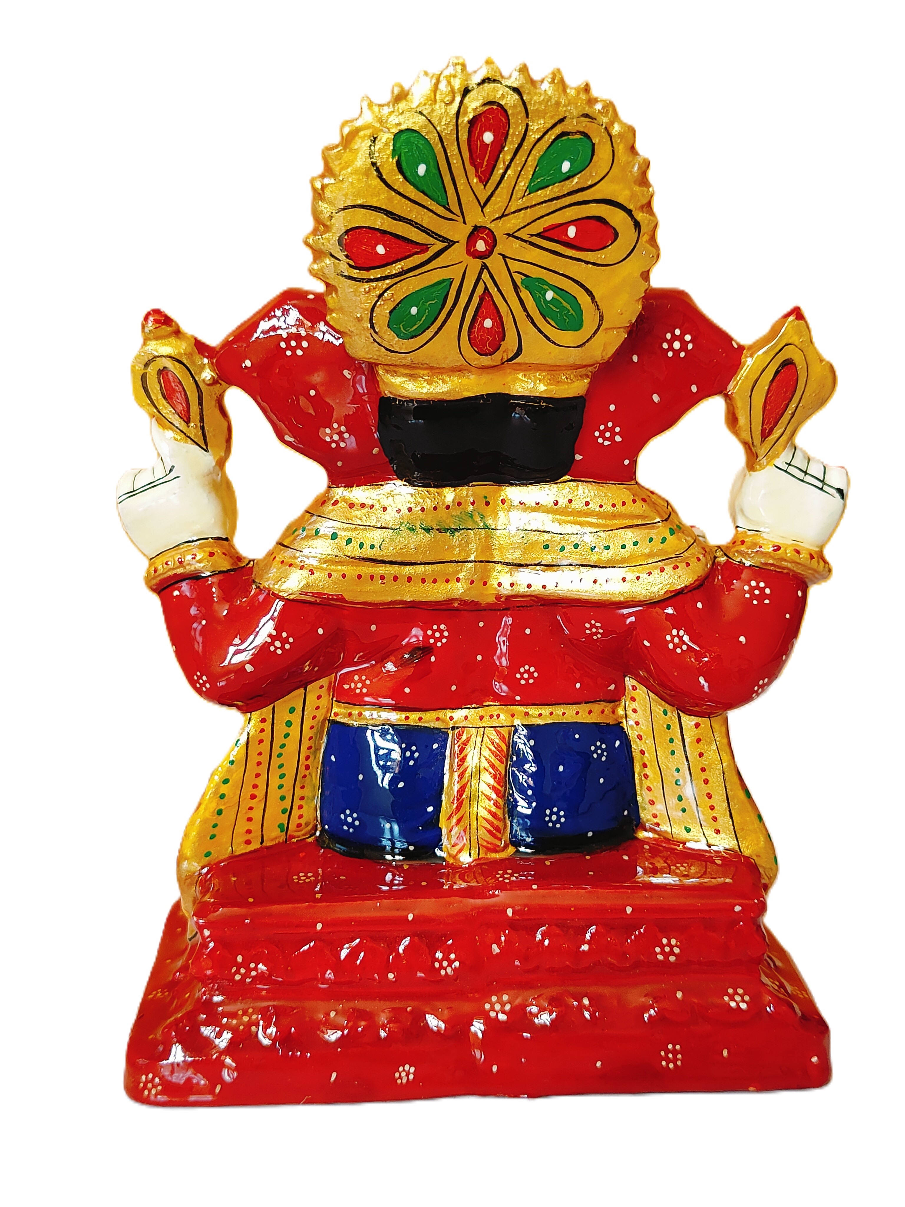 Ganesh Handpainted polyresin Statue for Home or Office Decor, Large Hindu Religious Figurine (6 inch Tall)