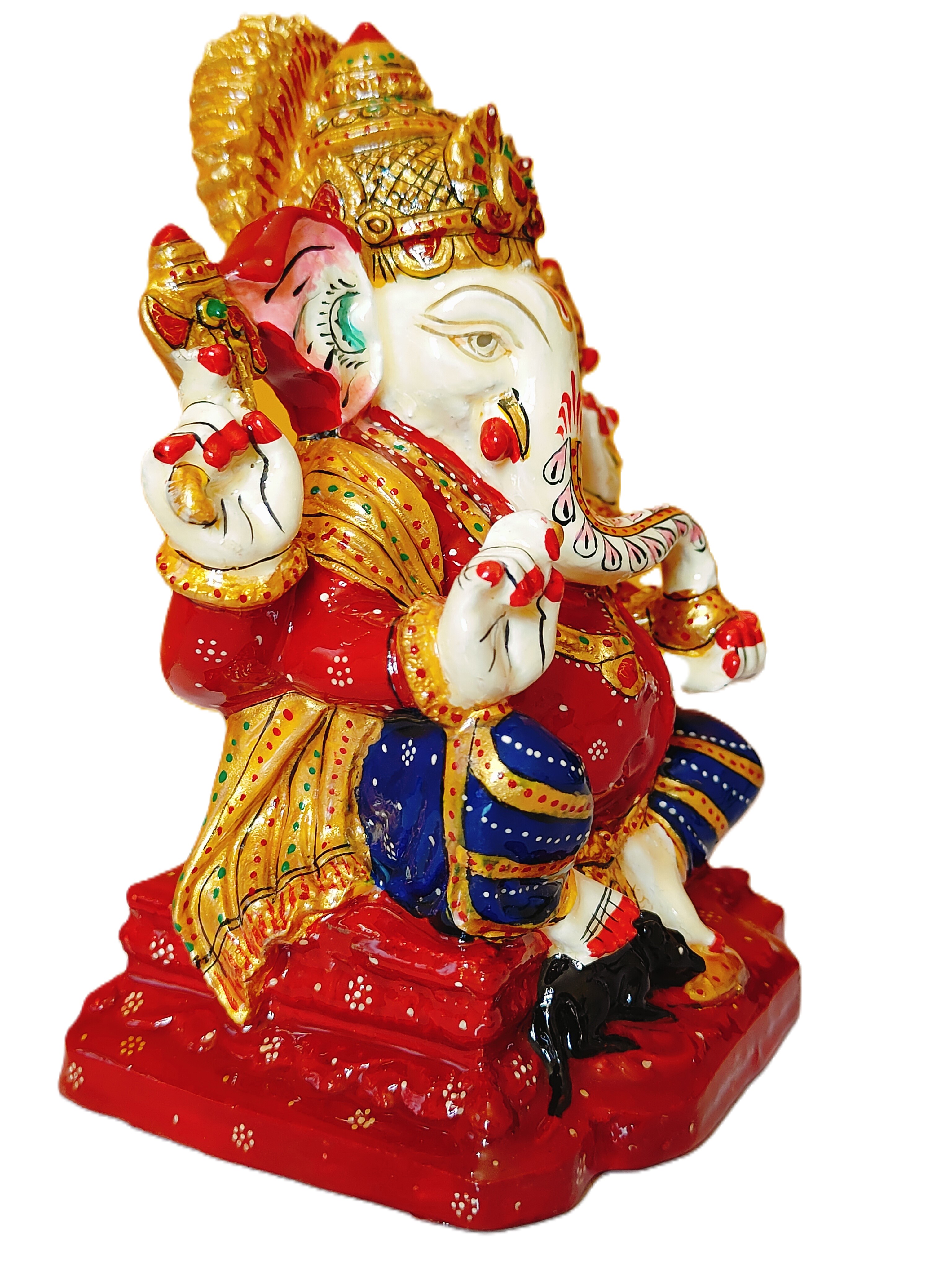 Ganesh Handpainted polyresin Statue for Home or Office Decor, Large Hindu Religious Figurine (6 inch Tall)